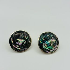 Vintage Alpaca Silver Abalone Stud Earrings | 1970s–1980s Mexico Style